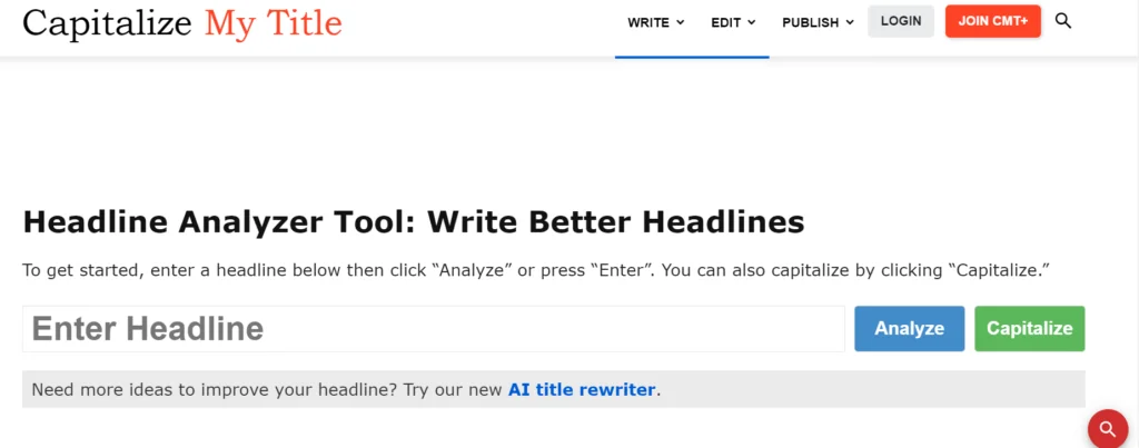 Headline Analyzer by Capitalize My Title